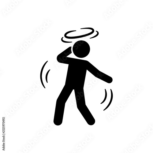 Man walking dizzy with vertigo stroke symptom icon