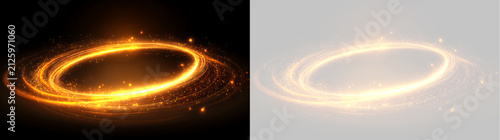 Photography Oval golden light ring swirl effect with sparkling particles