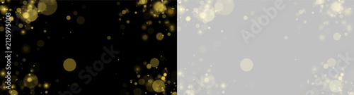 Bild auf Leinwand Scattered gold bokeh lights with star sparkles on black background creating a fe