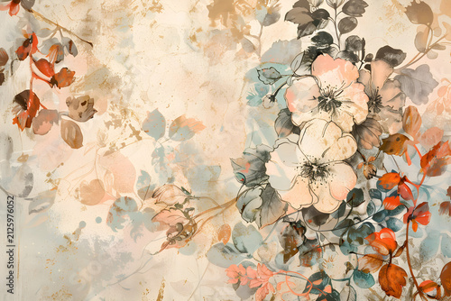 Muted abstract floral design for elegant Christmas decor, winter holidays, and cozy event marketing.
