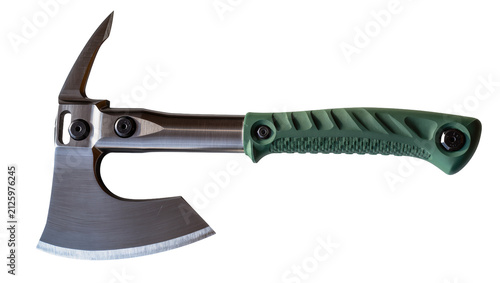 Konstfotografi Tactical hatchet with sharp axe blade and spike, isolated on transparent backgro