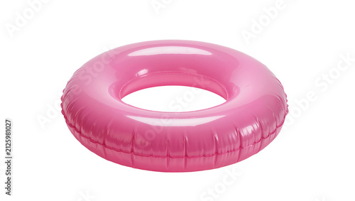 Canvas Print Shiny pink inflatable swimming ring, isolated on transparent background
