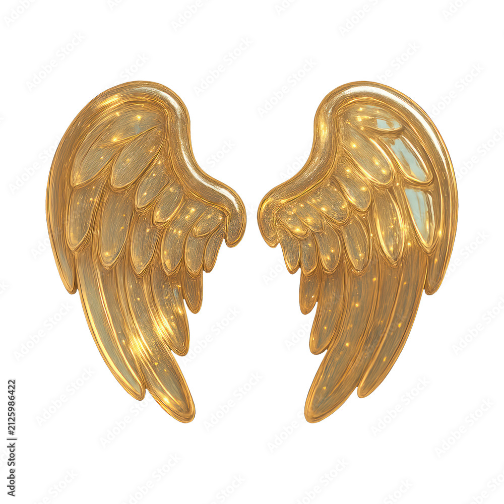 Obraz premium PNG Golden angelic wings illustration