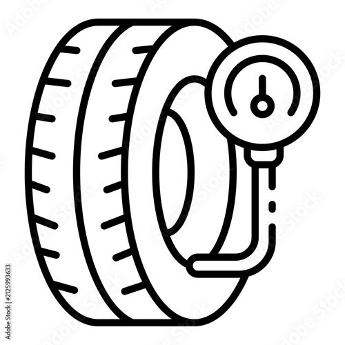 tire pressure icon. air gauge tool. wheel inflation check. automotive service