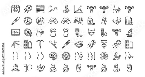Bild auf Leinwand Pregnancy and reproductive health medical icon set vector illustration with preg