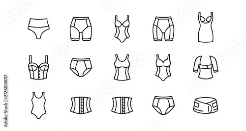 Foto Women underwear and lingerie line icon set for fashion and apparel with underwea