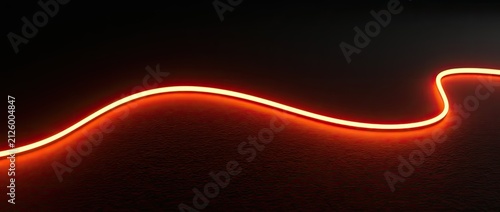 Glowing orange neon line curves across a dark textured surface