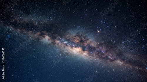 Spectacular Milky Way galaxy with billions of stars and colorful nebula across deep night sky, breathtaking astronomy, outer space, universe and astrophotography background