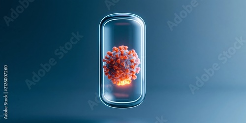 3D virus particle inside glass capsule