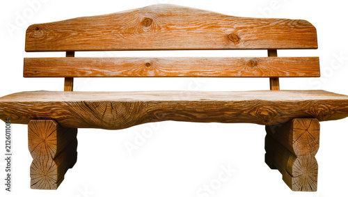 Canvas Print Rustic wooden park bench with natural grain texture, isolated on transparent bac
