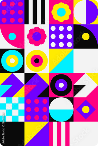 Canvastavla Bold abstract geometric pattern with bright primary color blocks