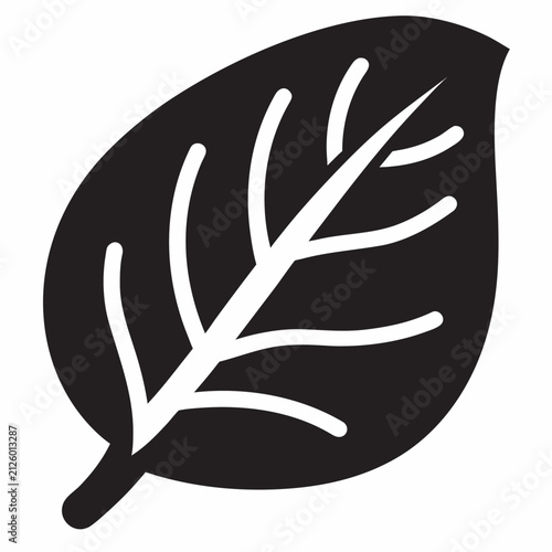 Green Leaf Eco Icon Minimalist Black Silhouette Vector Design