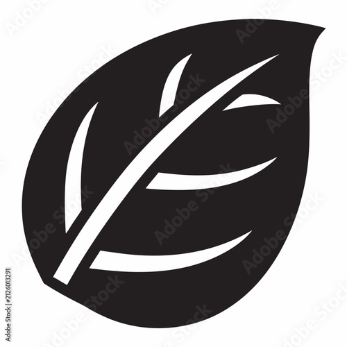 Green Leaf Eco Icon Minimalist Black Silhouette Vector Design