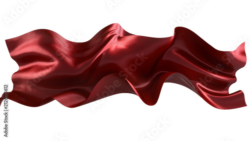 Obraz na plátne Flowing deep red satin fabric with metallic sheen, isolated on transparent backg