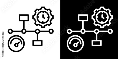 Business Workflow  Icon Set White Line Style Collection