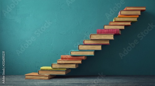 Staircase Made of Old Books Representing Education and Growth