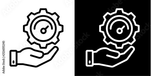 Performance Management  Icon Set White Line Style Collection