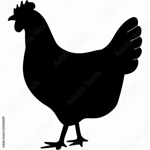 Hen Black Silhouette Vector Design