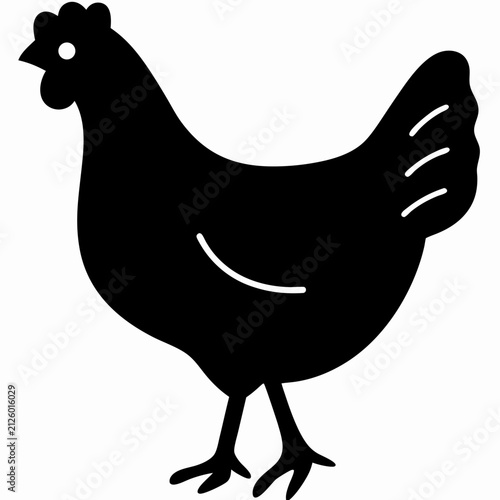 Hen Black Silhouette Vector Design