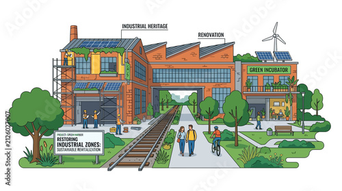 Cuadro en lienzo Sustainable Urban Revitalization of Industrial Zone with Green Energy