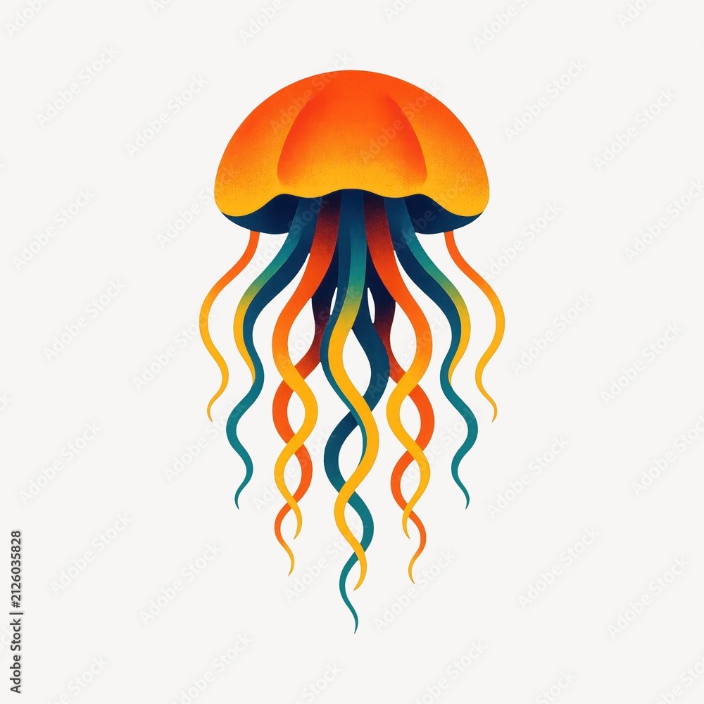 Fototapeta premium Vibrant jellyfish illustration design.