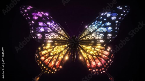 Colorful butterfly on black.