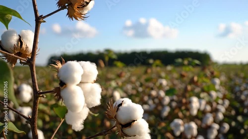 Cotton field with blue sky, and sunny.