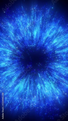 Abstract Blue Energy Portal Particles Background Loop 4K 3D Animation Overlay
