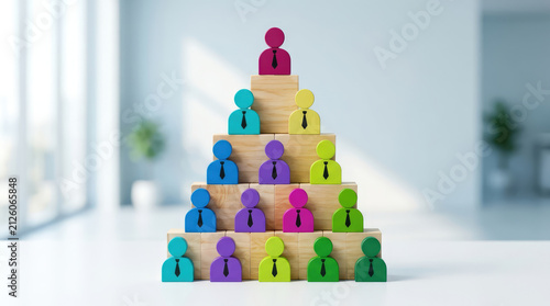 Hierarchy Leadership Structure in Corporate Organization Representing Authority Levels, Management Roles and Organizational Chain of Command