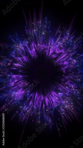 4K Abstract Background Particles Purple Explosion Radial Circle Overlay Vertical 3D Animation