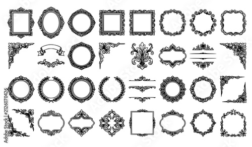 Classic Ornamental Borders and Frames Vector EPS10 Pack