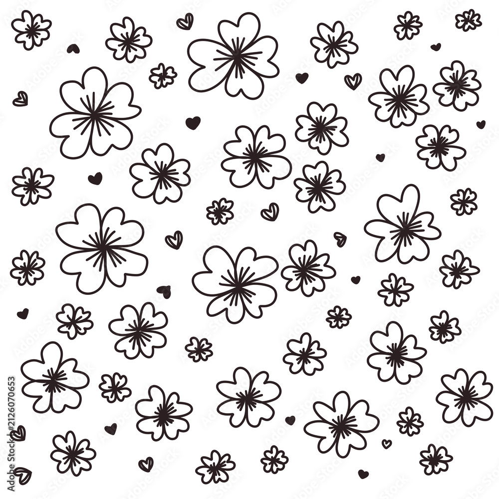Fototapeta premium sakura doodle line art