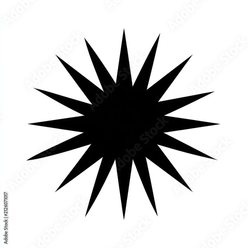 Bold geometric black starburst illustration.