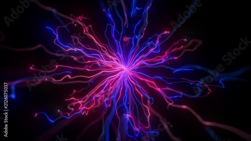 4K Abstract Background Particles Electric Lightning Energy Overlay Horizontal 3D Animation