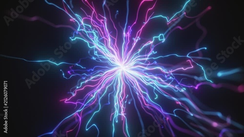 4K Abstract Background Particles Electric Lightning Explosion Overlay Horizontal 3D Animation