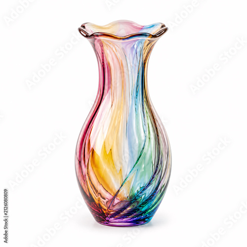Colorful swirling glass vase