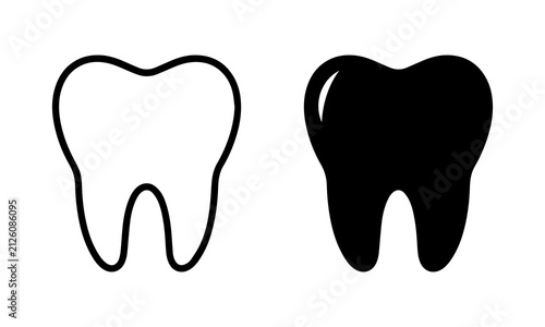 Tooth icon set, dental care symbol collection, outline and glyph healthy tooth icons for dentistry