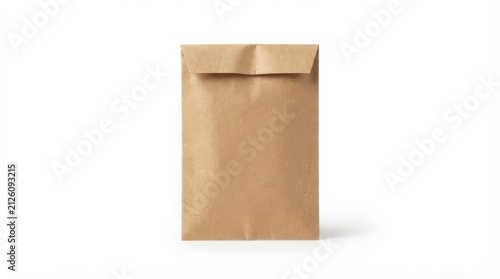 Brown kraft paper seed packet with folded top flap. Minimalist gardening envelope for plant labels and storage.