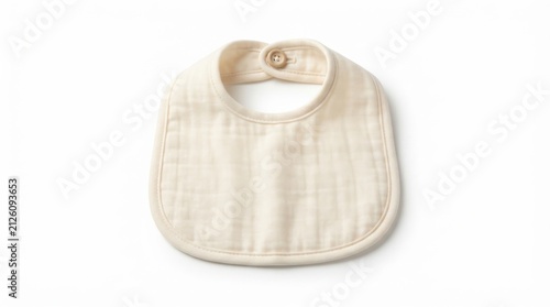 Newborn baby bib with snap closure for feeding. Soft cotton infant drool bib for mealtime and teething comfort.
