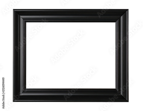 A close-up shot of a thick, ornate black picture frame against a black background.