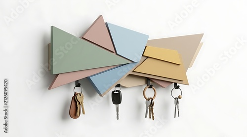 Modern Geometric Key Holder with Pastel Colors.