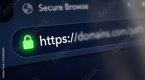 Obraz w ramie Close up of a web browser address bar showing a secure https connection with a generated using ai