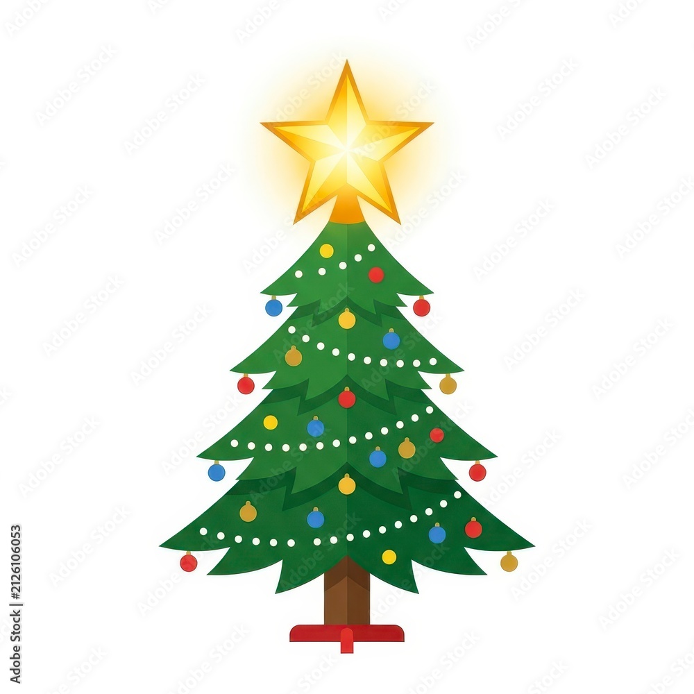 Fototapeta premium Christmas tree with star and ornaments
