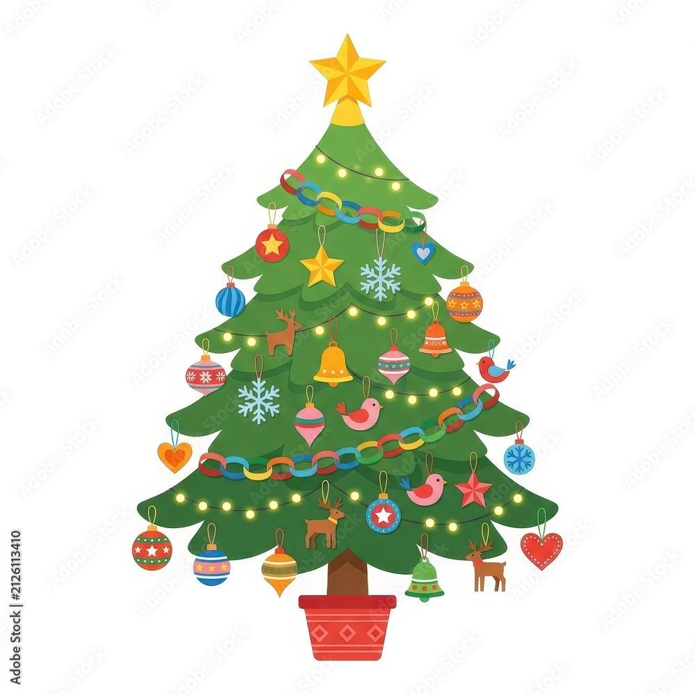 Fototapeta premium Christmas tree with ornaments and lights