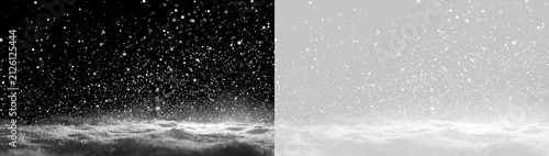 Canvas Print Falling snow overlay with snowy ground texture
