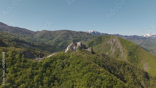 Aerial View of Mzovreti Monastery Complex in Georgia