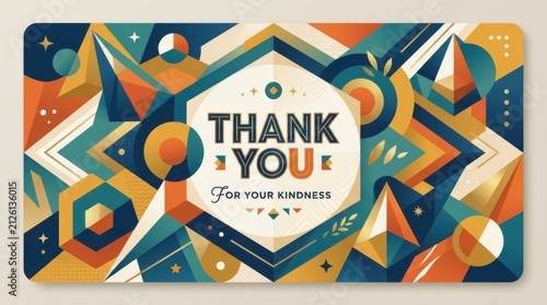 Geometric thank you card with patterns.