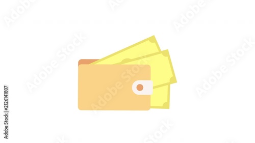 Wallet with Money Flat Icon Animation.