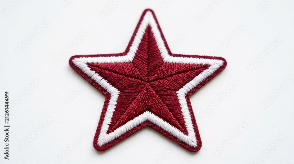 Naklejka premium Red star patch isolated on white background