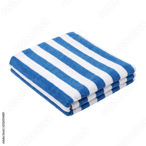 Fotografía Folded blue and white striped beach towel ready for summer vacation